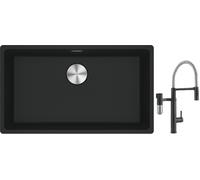 Set rubinetto da cucina Franke Vital Semi-Pro 120.0621.313, lavello in granito Franke Maris 125.0686.637