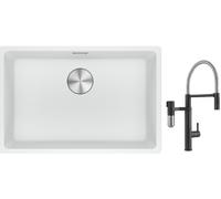 Set rubinetto da cucina Franke Vital Semi-Pro 120.0621.313, lavello in granito Franke Maris 125.0686.727
