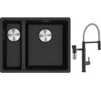 Set rubinetto da cucina Franke Vital Semi-Pro 120.0621.313, lavello in granito Franke Maris 125.0687.269