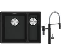 Set rubinetto da cucina Franke Vital Semi-Pro 120.0621.313, lavello in granito Franke Maris 125.0687.264