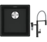 Set rubinetto da cucina Franke Vital Semi-Pro 120.0621.313, lavello in granito Franke Maris 125.0687.248