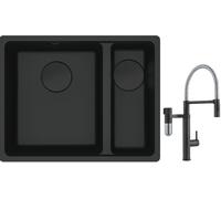 Set rubinetto da cucina Franke Vital Semi-Pro 120.0621.313, lavello in granito Franke Maris 125.0697.755