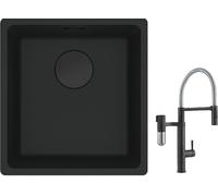 Set rubinetto da cucina Franke Vital Semi-Pro 120.0621.313, lavello in granito Franke Maris 125.0697.760