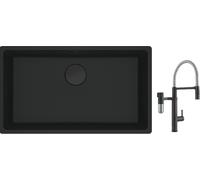 Set rubinetto da cucina Franke Vital Semi-Pro 120.0621.313, lavello in granito Franke Maris 125.0697.757