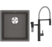 Set rubinetto da cucina Franke Vital Semi-Pro 120.0621.313, lavello in granito Franke Maris 125.0698.001