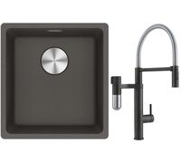 Set rubinetto da cucina Franke Vital Semi-Pro 120.0621.313, lavello in granito Franke Maris 125.0716.374