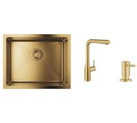 Set rubinetto da cucina Grohe Essence 30270GN0, lavello in acciaio Grohe K700 31574GN1, 40535GN0
