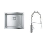 Set rubinetto da cucina Grohe Get 30361000, lavello in acciaio Grohe K700 31574SD1