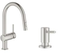 Set rubinetto da cucina Grohe Minta 32321DC2, dispenser di liquidi Grohe Cosmopolitan 40535DC0