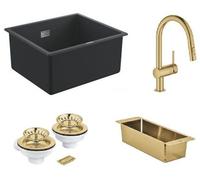 Set rubinetto da cucina Grohe Minta 32321GN2, lavello in granito Grohe K700 31653AP0, 40852GN0, 40997GN0