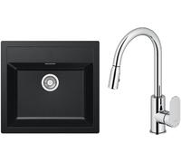 Set rubinetto da cucina Oltens Lista 35202100, lavello Tectonite Franke Sirius 114.0205.049