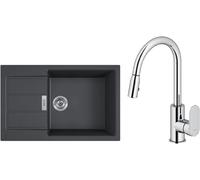 Set rubinetto da cucina Oltens Lista 35202100, lavello Tectonite Franke Sirius 2.0 143.0618.577