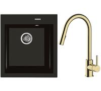 Set rubinetto da cucina Oltens Litla 35204800, lavello in granito Oltens Gravan 72001300