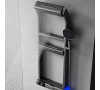 Set rubinetto doccia per ristrutturazione bagno, valvola miscelatrice termostatica con display a LED, soffione doccia a pioggia e combo portatile, design a pannello grande