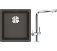 Set rubinetto per filtro dell'acqua Franke Neptune Clear Water 115.0370.689, lavello in granito Franke Maris 125.0716.374, 112.0545.792