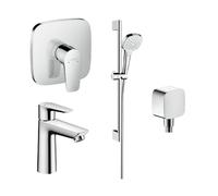 Set rubinetto per lavabo Hansgrohe Talis E 71710000, rubinetto per doccia Hansgrohe Talis E 71765000, 26582400, 26457000