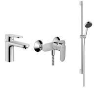 Set rubinetto per lavabo Hansgrohe Vernis Blend 71580000, set doccia Hansgrohe Activera Select S 28046000, 71640000