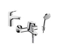 Set rubinetto per vasca e doccia Hansgrohe Focus 31940000, rubinetto per lavabo Hansgrohe Focus 31607000, 27592000