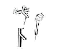 Set rubinetto per vasca e doccia Hansgrohe Talis S 72400000, rubinetto per lavabo Hansgrohe Talis S 72020000, 26421400