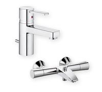 Set rubinetto per vasca e doccia Kludi Zenta 351010538, rubinetto per lavabo Kludi Zenta 382500575