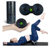 Set rullo per esercizi + palla + doppia palla da massaggio NS-998 nero e blu