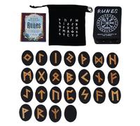 Set rune per la meditazione con manuale e custodia, set di 25 rune in legno per principianti, divinazione, meditazione
