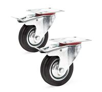 Set ruote a doppio fermo 2x ruote in gomma piena 100mm Trasporto Mobili 70kg