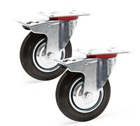 Set ruote a doppio fermo 2x ruote in gomma piena 160mm Trasporto Mobili 130kg