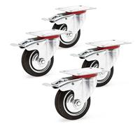 Set ruote a doppio fermo 4x ruote in gomma piena 75 mm Trasporto Mobili 50 kg