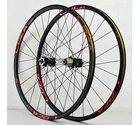 Set Ruote Bici 26 27,5 29 Pollici MTB Freno Disco Ruota Bicicletta Cerchio in Lega 24 Raggi Mozzi Cuscinetti Sigillati per Volano Cassetta 8-12 velocità QR (Color : A-Red, Size : 26inch)