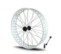 Set Ruote Bici Da 26 Pollici X 4.0/4.9'' Fat Ruote Anteriori E Posteriori Cuscinetto 36 Fori Mozzo Cassetta Cerchio Lega Di Alluminio Freno A Disco QR 135/190 Mm For 7-12 Velocità(White,Front)