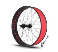 Set Ruote Bici Da 26 Pollici X 4.0/4.9'' Fat Ruote Anteriori E Posteriori Cuscinetto 36 Fori Mozzo Cassetta Cerchio Lega Di Alluminio Freno A Disco QR 135/190 Mm For 7-12 Velocità(Red A,Rear)