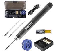 Set saldatore a batteria, ricaricabile USB con LCD, 3 temperature regolabili, 300-450 ℃, 1000 mAh, stazione di saldatura senza fili con 3 punte di saldatura, filo di saldatura, kit di saldatura per