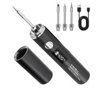 Set saldatore a batteria, set di saldatori USB con display LCD, 5 temperature regolabili 260 ℃-420 ℃, 3 punte di saldatura, supporto per saldatore, filo di saldatura, sicuro professionale