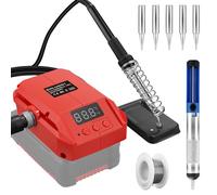 Set saldatore senza fili per batteria Einhell Power X-Change da 18 V, LCD da 60 W, temperatura regolabile 180-480 °C, con interruttore on/off, asta di aspirazione, supporto per saldatore per lavori