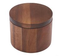 Set sale e pepe in legno di acacia con coperchio girevole, contenitore per spezie multi-scomparto per la conservazione del bancone della cucina, fessura per cucchiaio integrata, marrone, 7 x 9 cm