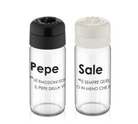 Set sale e pepe in vetro con scritta