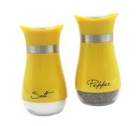 Set Sale e Pepe in Vetro, Saliera e Pepiera, Barattolo per Sale Grosso e Fino, Porta Spezie per Cucina, BBQ, Lavabili in Lavastoviglie (Giallo)