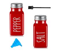 Set Sale e Pepe in Vetro, Saliera e Pepiera, Barattolo per Sale Grosso e Fino, Porta Spezie per Cucina, BBQ, Lavabili in Lavastoviglie (Rosso)
