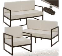 TecTake® Set Lounge da Giardino Comosa, 5 Posti, Imbottitura XXL, Cuscini Spessi, Struttura in Acciaio Verniciato, Rivestimenti Idrorepellenti, Piedini Regolabili