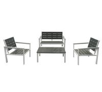 Fraschetti Set salotto Metalwood Twilight da giardino con divano, tavolo e 2 poltrone acciaio/HDPE