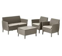 SET SALOTTINO RATTAN SALEMO KETER CAPPUCCINO 1TAVOLO+2POLTRONE+1DIVANO ARREDAMEN