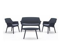 SET SALOTTO, ARREDO GIARDINO 4 POSTI LUXOR LOUNGE GRAFITE CON CUSCINI SEDUTA