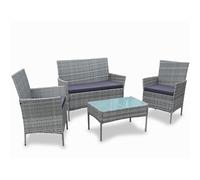 Set Salotto Completo Divano Poltrone Tavolino Poly Rattan Arredo Giardino Grigio