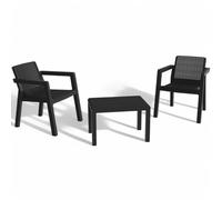 Set salotto composto da 2 sedie e un tavolino in resina riviera antracite da esterno