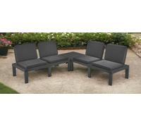 Set Salotto da Esterno Vigevano, Composizione da Giardino con 4 sedute con Schienale ed 1 modulo Multifunzione, Salottino con Cuscini, 100% Made in Italy, Antracite