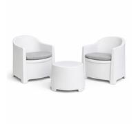 Set Salotto da Giardino 2 Persone Bianco con Cuscini e Tavolino LUN8002F