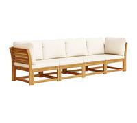 Set salotto da giardino 4 pezzi in acacia massiccia con cuscini per patio | Legno tropicale robusto, doghe - accumulo d'acqua, design modulare flessibile, capacità 110 kg per sedile, copertura