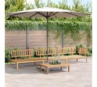 Set Salotto da Giardino 4 Pezzi, in Legno di Acacia Massello, Design Modulare Componibile, Divano Esterno con Tavolo, per Giardino e Terrazzo, Colore Naturale, Completo di 1 Tavolo e 3 Divani