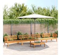 Set Salotto da Giardino 5 Pezzi, in Legno Massello di Acacia, Design Modulare Componibile, Divano Esterno con Tavolo, per Giardino e Terrazza, Colore Naturale, con 2 Divani Angolari e 2 Centrali